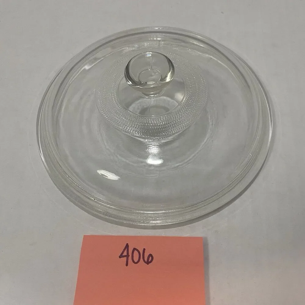 Vintage PYREX #406 Clear Glass Round Lid w/ Knob 7 3/8